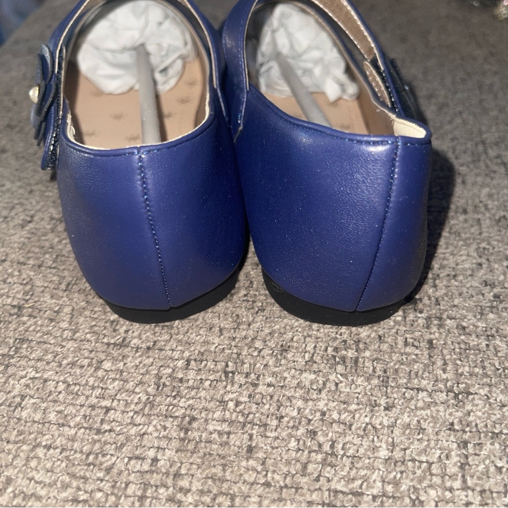 NEW Pandaninja Girls Mary Jane Flats Blue Flower Strap Big Kids Size 2 - Picture 4 of 6